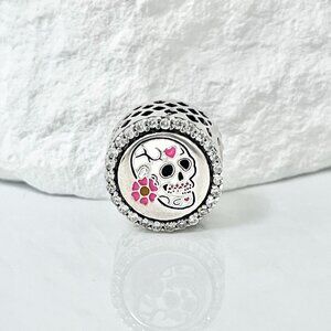 Pandora Day of the Dead White Sugar Skull Bead Charm S925 Silver Charm